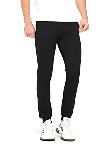 通用 Extra Lang Herren Jogginghose Slim Fit Sporthose Hose mit Reissverschluss Taschen (Black/38inseam(96.5cm), XL) von 通用