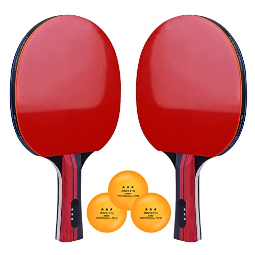 Tischtennisschläger, Sport Tischtennis Sets 3 Tischtennis-Bälle, 2 Tischtennis Schläger und Tasche für Anfänger, Familien und Profis von 通用