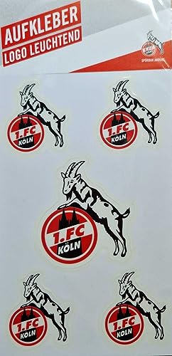 1. FC Köln Leuchtsticker-Set - Logo - 5tlg Aufkleberkarte nachtleuchtend Aufkleber Sticker - Plus Lesezeichen I Love Köln von 1. FC Köln