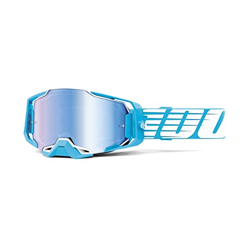 1 00% Armega Motocross-und Mountainbike-Brille mit Ultra-HD-Linse und Nasenschutz (Oversized Sky – Spiegelblaue Gläser) Radfahren, farbig, Größe von 100%
