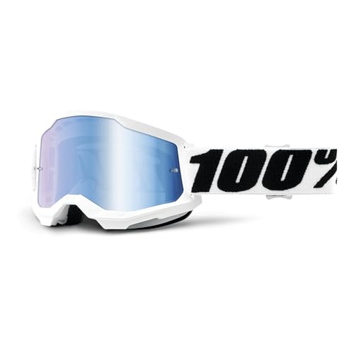 Strata 2 Everest Fahrradbrille, 100% Weiß, blaue Linse von 100%