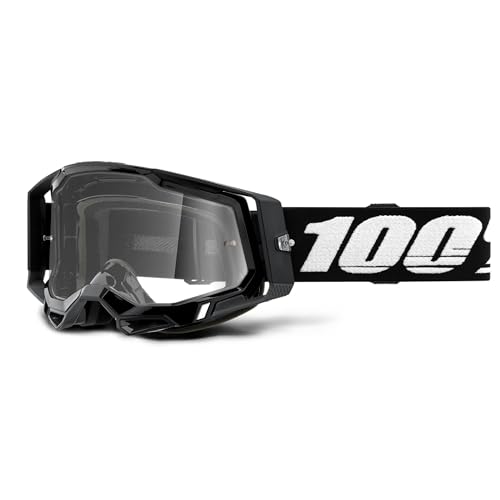 100% MÁSCARAS Unisex Erwachsene Racecraft 2 Goggle Black-Clear Lens Brille, schwarz (schwarz), Einheitsgröße von 100% MÁSCARAS