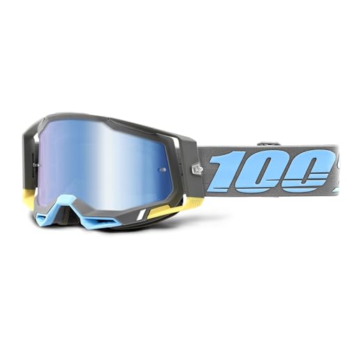 Fahrradbrille, 100% RACECRAFT 2, Grau/Blau, verspiegelte Gläser, Blau von 100% MÁSCARAS