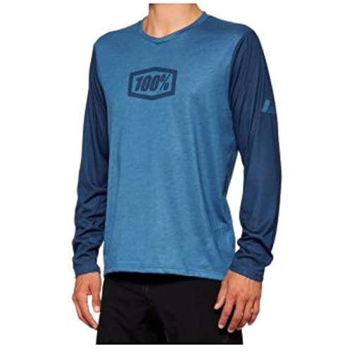 100% MTB WEAR Unisex-Erwachsene Airmatic Long Sleeve Jersey Slate Blue-L T-Shirt, Schieferblau (blau), L von 100%