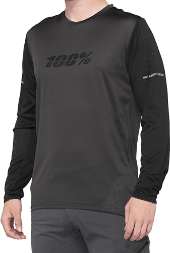 100% MTB WEAR Unisex-Erwachsene Ridecamp Long Sleeve Jersey L T-Shirt, Schwarz/Kohlegrau (Mehrfarbig), L von 100% MTB WEAR