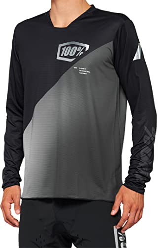 100% MTB WEAR Unisex R-Core-X Long Sleeve Jersey Schwarz/Grau-L T-Shirt, L/XL von 100% MTB WEAR