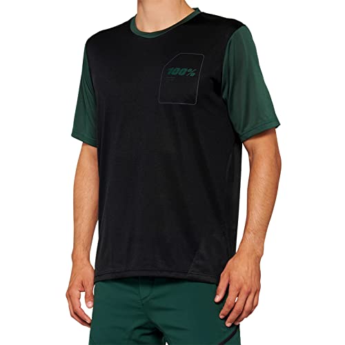 100% MTB WEAR Unisex Ridecamp Short Sleeve Jersey Schwarz/Waldgrün-S T-Shirt, grau, L-XL von 100%
