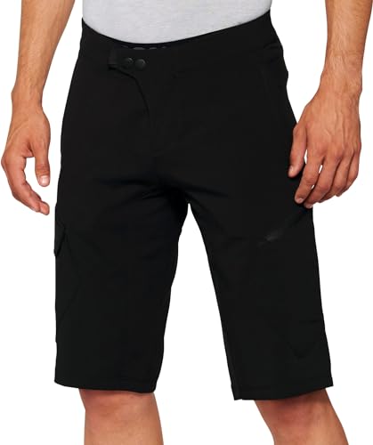 100% MTB WEAR Unisex Ridecamp Shorts W/Liner Black-30 Pants, Schwarz, 30 von 100%