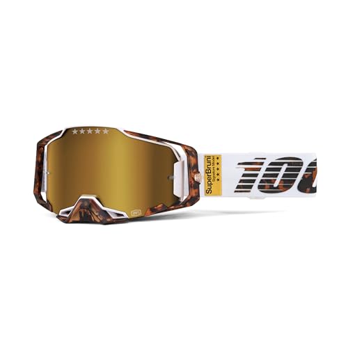 100% Armega Schutzbrille für Dirt Bikes, Motocross, Motorräder und Fahrradsportarten, langlebige Mountainbike-Brille, verspiegelte Echtgold-Gläser von 100%