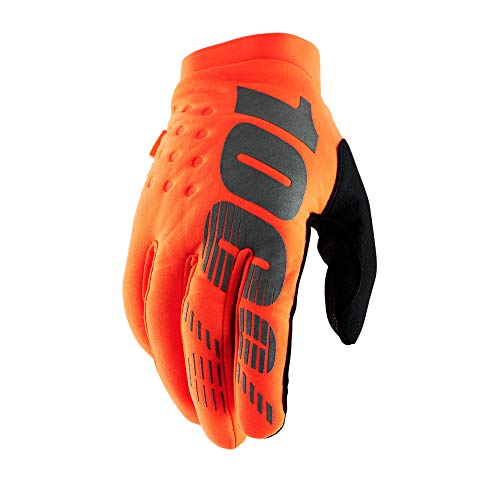 100% GUANTES Unisex-Erwachsene (Brisker Gloves S) Handschuhe, Orange/Schwarz (Fluo Orange/Black (Mehrfarbig), S von 100%