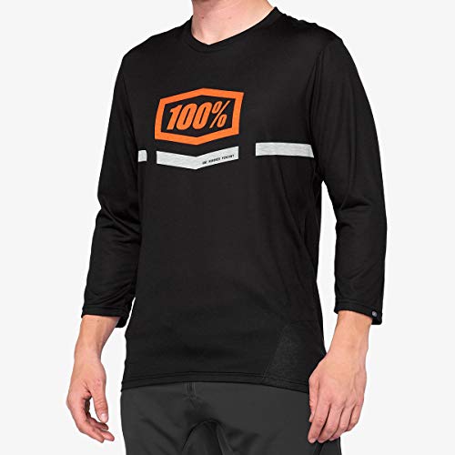 100% Herren Airmatic T-Shirt, Schwarz/Orange, s-m von 100%