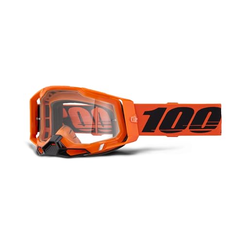 100% Racecraft 2 Schutzbrillen – Mountainbike- & Motocross-Brille – Brille für Motocross & Mountainbike – Neonorange, klare Gläser von 100%