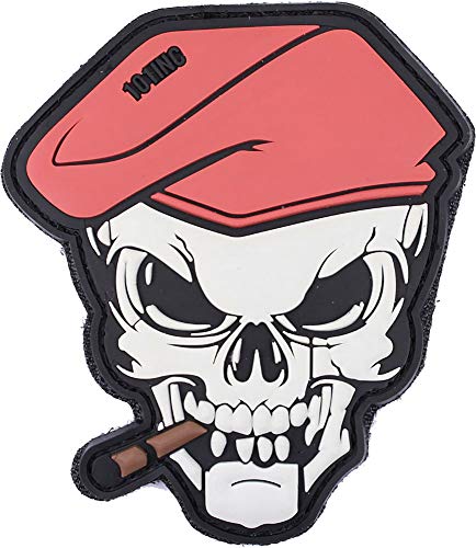 101 INC. Emblem 3D Patch Skull Totenkopf mit Zigarre & Barett 9,7 x 8,5 cm aus PVC Klett mit Flausch-Gegenstück von 101 INC.