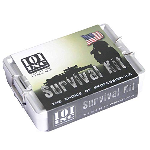 101 INC. Survivalbox aus Alu mit Notfallausrüstung Überlebensausrüstung Überleben Box Notfall Hilfe Wildnis SOS von 101 INC.