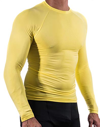 13MW Professionelles Thermo-Shirt | Herren | Verstärktes Gewebe | Atmungsaktiv (Gelb, M-L) von 13MW