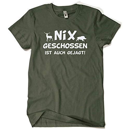 Nix geschossen ist auch gejagt - Jäger T-Shirt Geschenke Jäger Jagd Geschenke Jagd Zubehör (Olive, XXL) von 1O1Jägerstoff