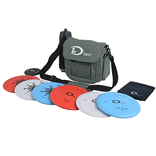 Disc Golf Starter-Set - 2 Stück Putter, 2 Stück Mitteltöner, 2 Stück Driver, 1 Mini Disc, 1 Handtuch mit Tasche. von 1st Disc
