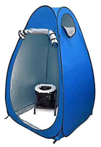 24ocean WC Klo-Set – Klapptoilette mit Pop-Up Zelt Duschzelt Umkleidezelt, Farbe:Blau/Weiß, Ausführung:Einweg 30 Beutel von 24ocean