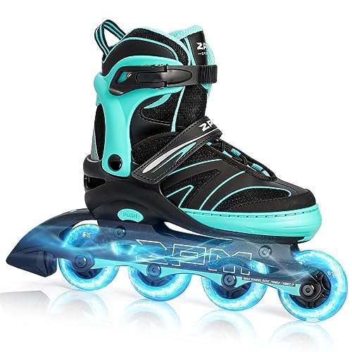 2PM SPORTS Verstellbar Inliner für Kinder, Mädchen und Jungen Inline Skates mit leichten Rollschuhe für Damen/Herren Anfänger (Grün M) von 2PM SPORTS