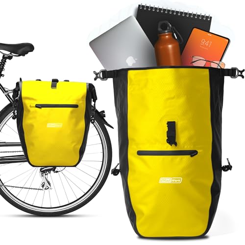 2Radwerk Fahrradtasche für Gepäckträger, 25,4 l, 100 Prozent Wasserdicht, mit Tragegriff und Schultergurt, fahrradtasche gepäckträger, gepäckträgertasche, Fahrrad Taschen hinten, 56,5 x 30 x 15 cm von 2Radwerk