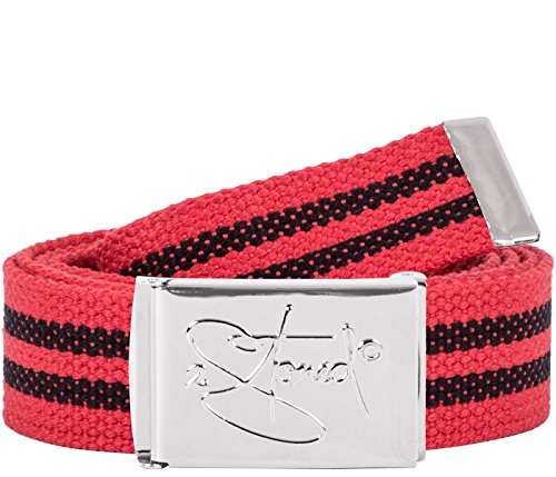 2Stoned Gürtel Canvas Belt Classic in Rot-Schwarz 3 cm breit mit Chromschnalle für Erwachsene und Kinder von 2Stoned