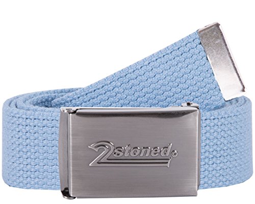 2Stoned Hosengürtel Textilgürtel mit Gürtelschnalle Speed Matt in Hellblau 3 cm breit für Damen und Herren von 2Stoned