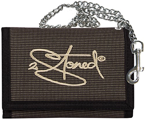 2Stoned Geldbörse Wallet Unisex Khaki/Schwarz-Melange mit Kette und Karabiner, Stick Classic Logo, aus Polyester von 2Stoned