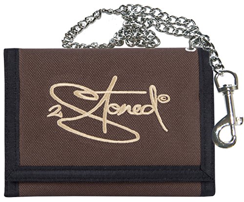 2Stoned Geldbörse Wallet Unisex Braun mit Kette und Karabiner, Stick Classic Logo, aus Polyester von 2Stoned