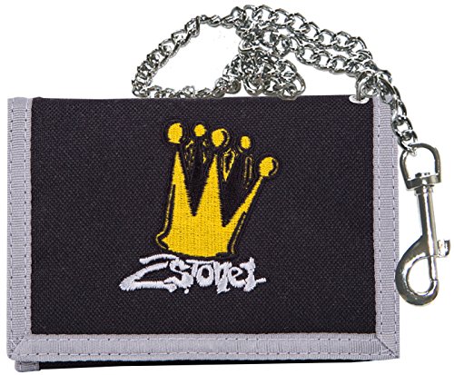 2Stoned Geldbörse Unisex in Schwarz mit Kette und Karabiner, Stickmotiv Crown, aus Polyester von 2Stoned