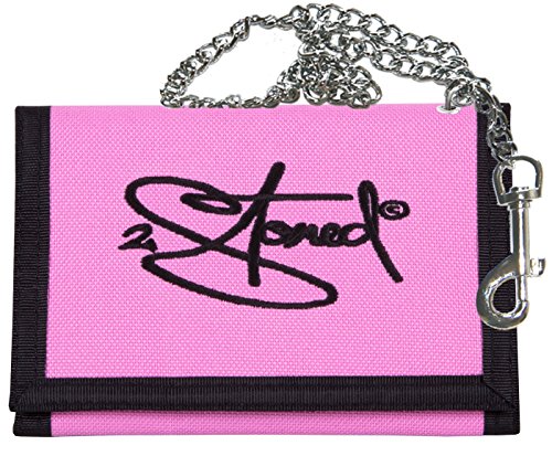 2Stoned Geldbörse Wallet Unisex Rosa mit Kette und Karabiner, Stick Classic Logo, aus Polyester von 2Stoned