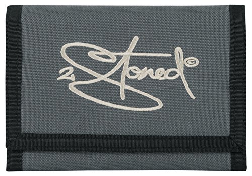 2Stoned Geldbörse Wallet Unisex Dark Grey (Anthrazit) mit Klettverschluss, Stick Classic Logo, aus Polyester von 2Stoned