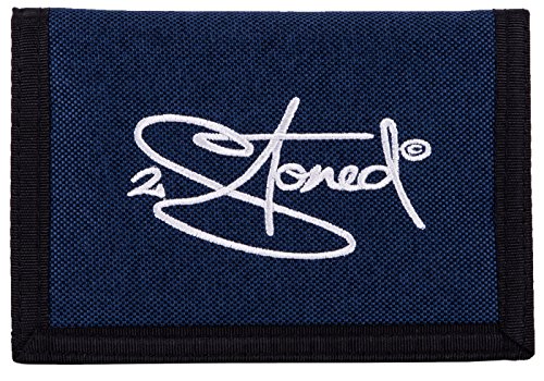 2Stoned Geldbörse Wallet Unisex Navy Blau mit Klettverschluss, Stick Classic Logo, aus Polyester von 2Stoned