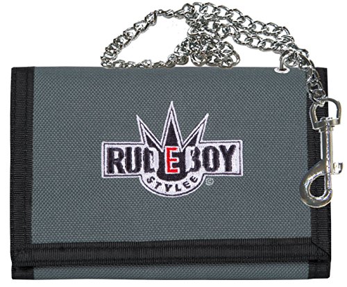 2Stoned Rudeboy Stylee Geldbörse Wallet Unisex Dunkelgrau mit Kette und Karabiner, aus Polyester von 2Stoned