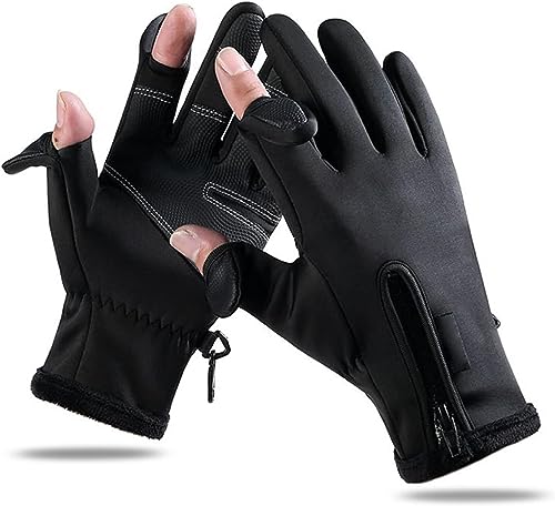 2XK-NOV 1 Paar Wind- und wasserdichte warme Handschuhe (Handflächenbreite <12 cm) für Damen mit Fingerschutz, Touchscreen-Handschuhe mit freiliegenden Fingern, geeignet zum Laufen, Radfahren, Angeln von 2XK-NOV