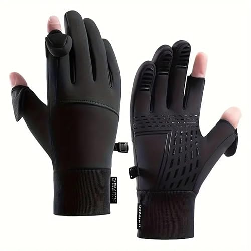 2XK-NOV 1 Paar Wind- und wasserdichte warme Handschuhe (Handflächenbreite <11 cm) mit fingerkappe, Touchscreen-Handschuhe, Fingerlose，geeignet zum Laufen, Radfahren, Fahren, Angeln, Unisex von 2XK-NOV