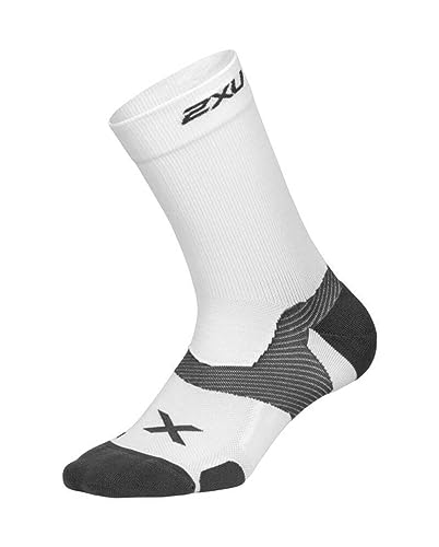 2XU UK Herren Vectr Cushion Crew Socks, weiß/grau, Größe S von 2XU