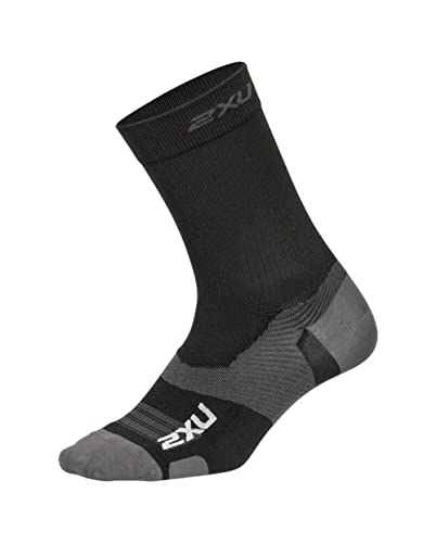 2XU UK Herren Vectr Ultralight Cushion Crew Socken, Schwarz/Titanium, S von 2XU