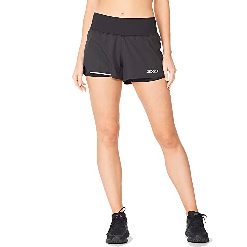 2XU Damen Aero 2-in-1 3 Zoll Shorts, Schwarz, XL von 2XU