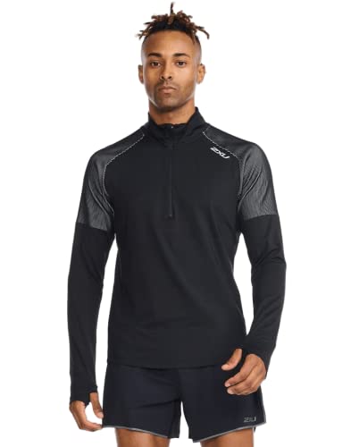 2XU Damen Light Speed 1/2 Zip Langarmshirt, Schwarz/Silber reflektierend, XL von 2XU