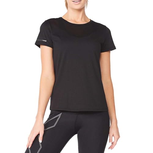 2XU Damen Light Speed Tech Tee T-Shirt mit kurzen Ärmeln, Schwarz/Schwarz Reflective, S von 2XU
