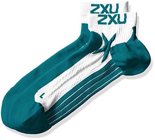 2XU Damen Performance Low Rise Socken, XS/S, Weiß/Lagoon von 2XU