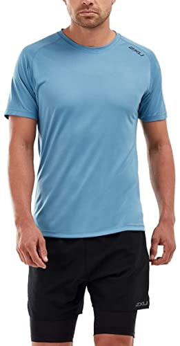 2XU Herren MR5663a-GHST Short Sleeve Tee T-Shirt, Denim/Schwarz reflektierend, L von 2XU