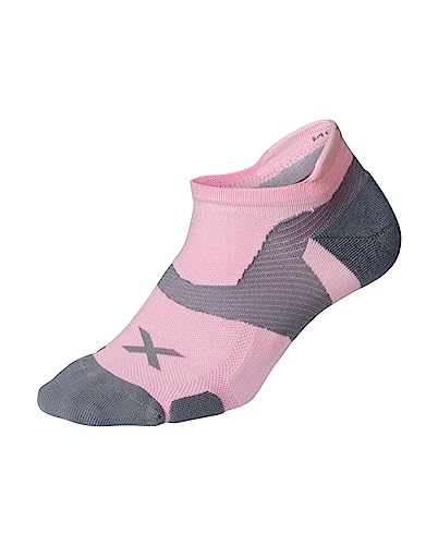 2XU Unisex Vectr Cushion No Show Socken L Dusty Pink/Grau von 2XU