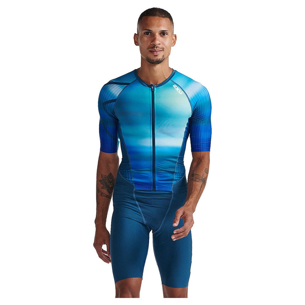 2xu Aero Sleeved Short Sleeve Trisuit Blau L Mann von 2xu
