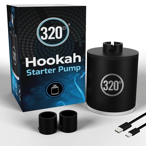 320º Hookah Shisha Pumpe 1300mAh Wiederaufladbarer Akku - Elektrische Luftpumpe mit LED-Licht Shisha Pumpe Starter - Universal Shisha Hookah Starter Kit Helfer - Shisha Hookah Starter Vakuum - von 320º