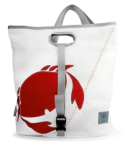 Einkaufstasche Strandtasche Tender City Weiss Krabbe Rot aus Recycling Segeltuch von 360° Taschenagentur Kramer
