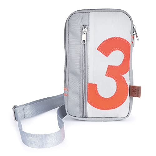 360 Grad Nautik Umhänge-Tasche Segeltuch weiß-grau mit Zahl orange von 360°