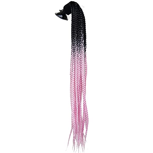 3T-SISTER Helmet Pigtails Motorcycle Helmet Ponytail Braids Helmet Synthetic Hair with Suction Cup Decoration 2PCS 14inch Ombre Black to Blonde + 2PCS Free 3M Adhesive von 3T-SISTER