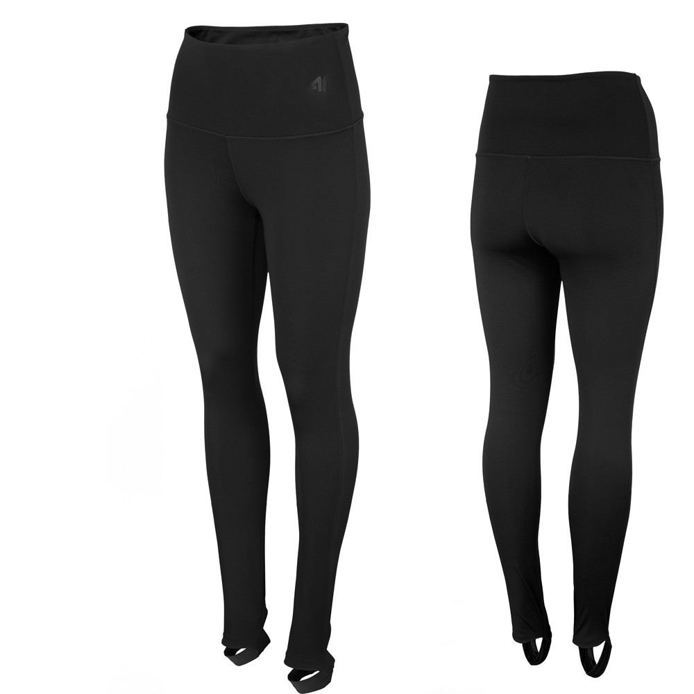 4F - Damen Sport Leggings Yoga Hose mit Fußschleifen, schwarz von 4F