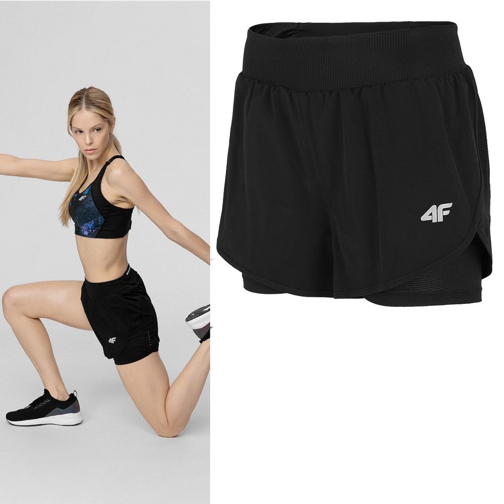4F - Damen Trainingsshorts "Shorts in Shorts" - schwarz von 4F